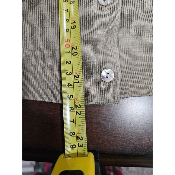 Ann Taylor 100% Silk Striped Beige Tan White Cardigan Sweater Women's Size S - Picture 6 of 7